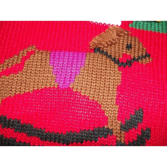 Hasting & Smith Sweater Womens Size Medium Red Christmas embellished pearls m - Picture 5 of 10